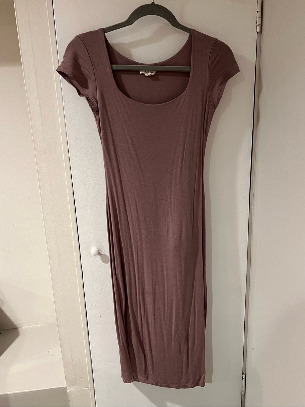 See You Monday Scoop Neck Midi Bodycon Dress - Mauve